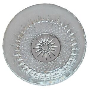 Vintage Arcoroc French Diamant Starburst Crystal Glass 8 In Serving Salad Bowl‎